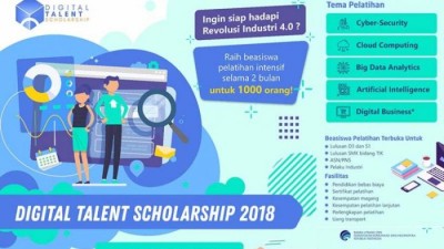 Beasiswa Digital Talent 2018 Pelatihan Gratis