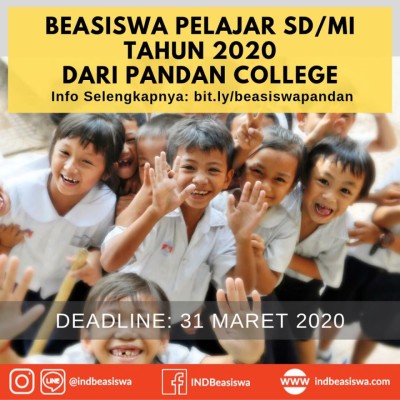 BEASISWA PELAJAR SD/MI TAHUN 2020 DARI PANDAN COLLEGE