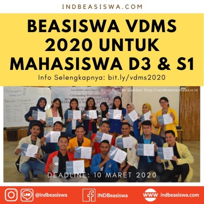 BEASISWA VDMS 2020 UNTUK MAHASISWA D3 DAN S1