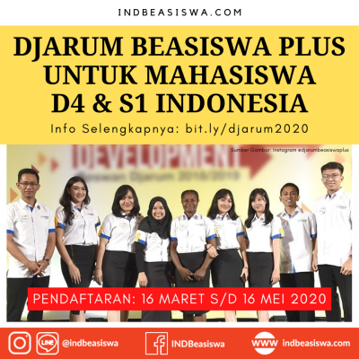 DJARUM BEASISWA PLUS UNTUK MAHASISWA D4/S1 INDONESIA⁣