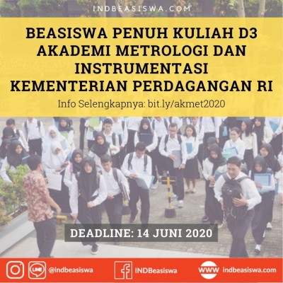 BEASISWA PENUH KULIAH D3 DI AKMET OLEH KEMENTERIAN PERDAGANGAN RI⁣