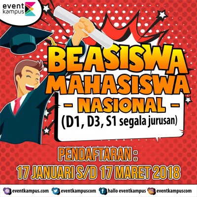 Beasiswa D1, D3, D4, dan S1 segala jurusan untuk PTN & PTS seluruh Indonesia
