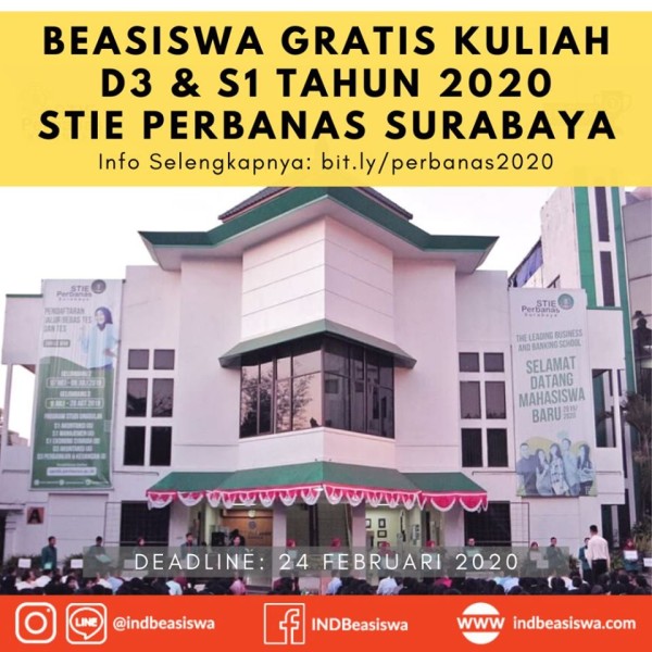 BEASISWA STIE PERBANAS SURABAYA GRATIS KULIAH D3 DAN S1