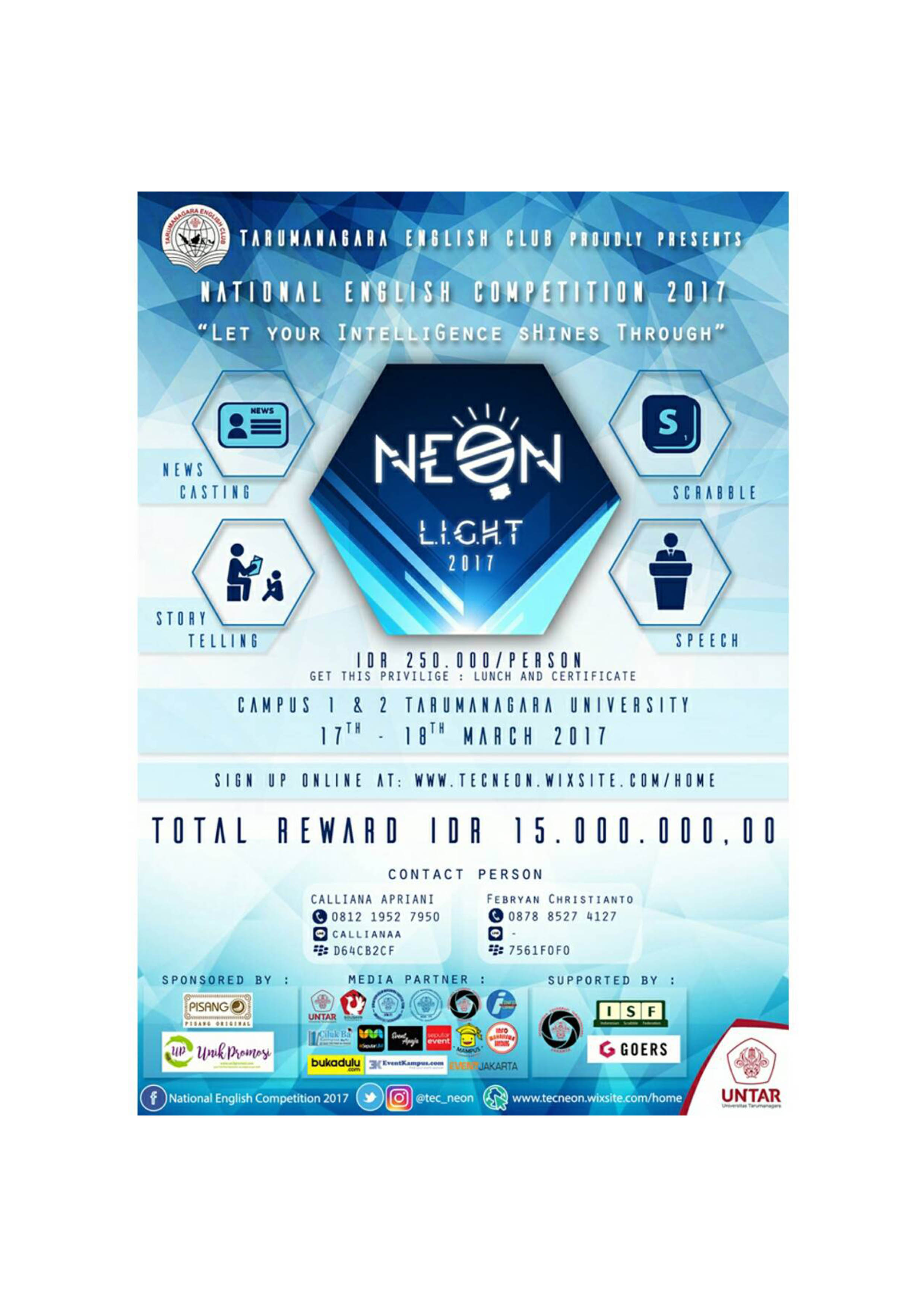 Poster NEON 2017 (National English competitiON 2017)
