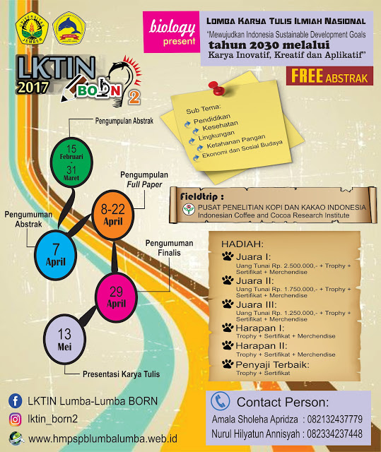 Poster Lomba Karya Tulis Ilmiah Biology Innovation and Research Competition (LKTIN BORN) 2 2017