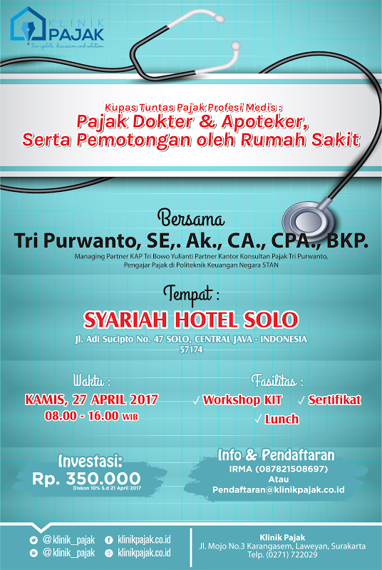 Poster Kupas Tuntas Pajak Profesi Medis: Pajak Dokter & Apoteker, Serta Pemotongan oleh Rumah Sakit