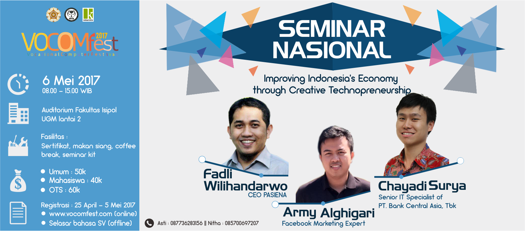 Poster Vocomfest 2017 "Improving Indonesiaâ€™s Economy Through Creative Technopreneurship"