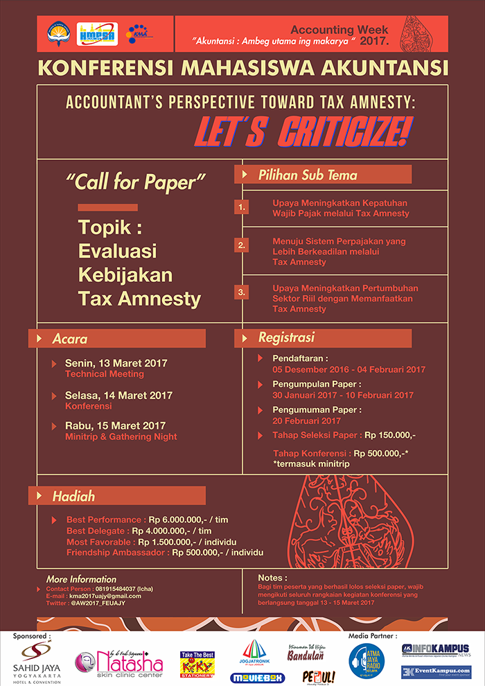 Poster Konferensi Mahasiswa Akuntansi (KMA) Universitas Atma Jaya Yogyakarta