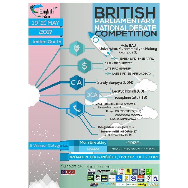 Poster  BRITISH PARLIAMENTARY ENGLISH DEBATE COMPETITION!