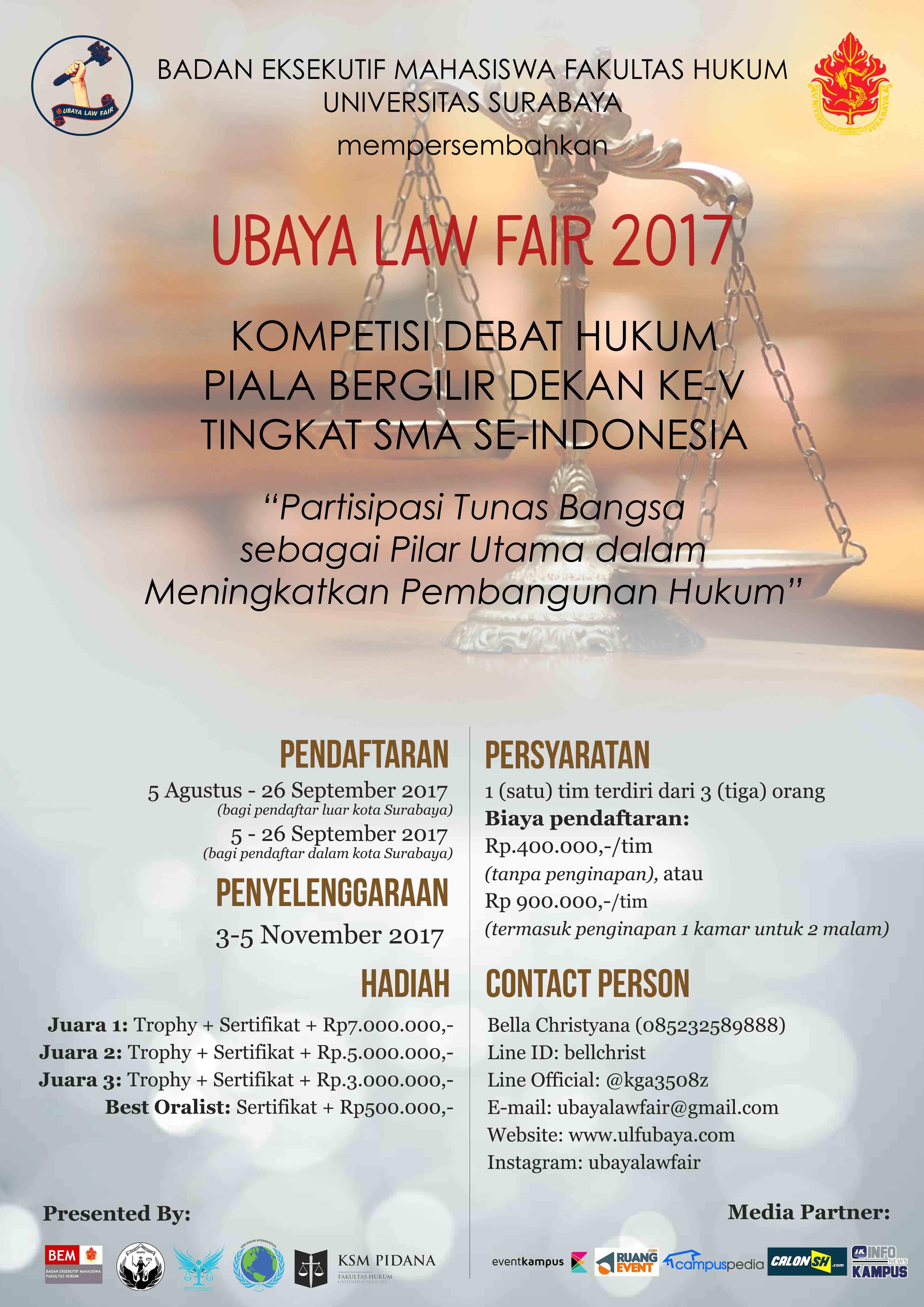 Poster National Law Debate Competition Ubaya Law Fair 2017
