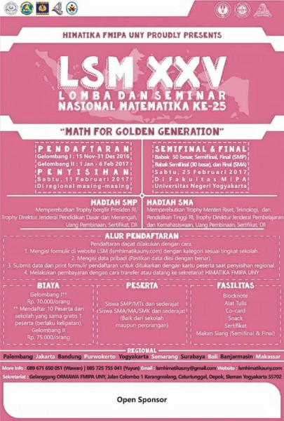 Lomba dan Seminar Matematika (LSM) XXV â€“ UNY