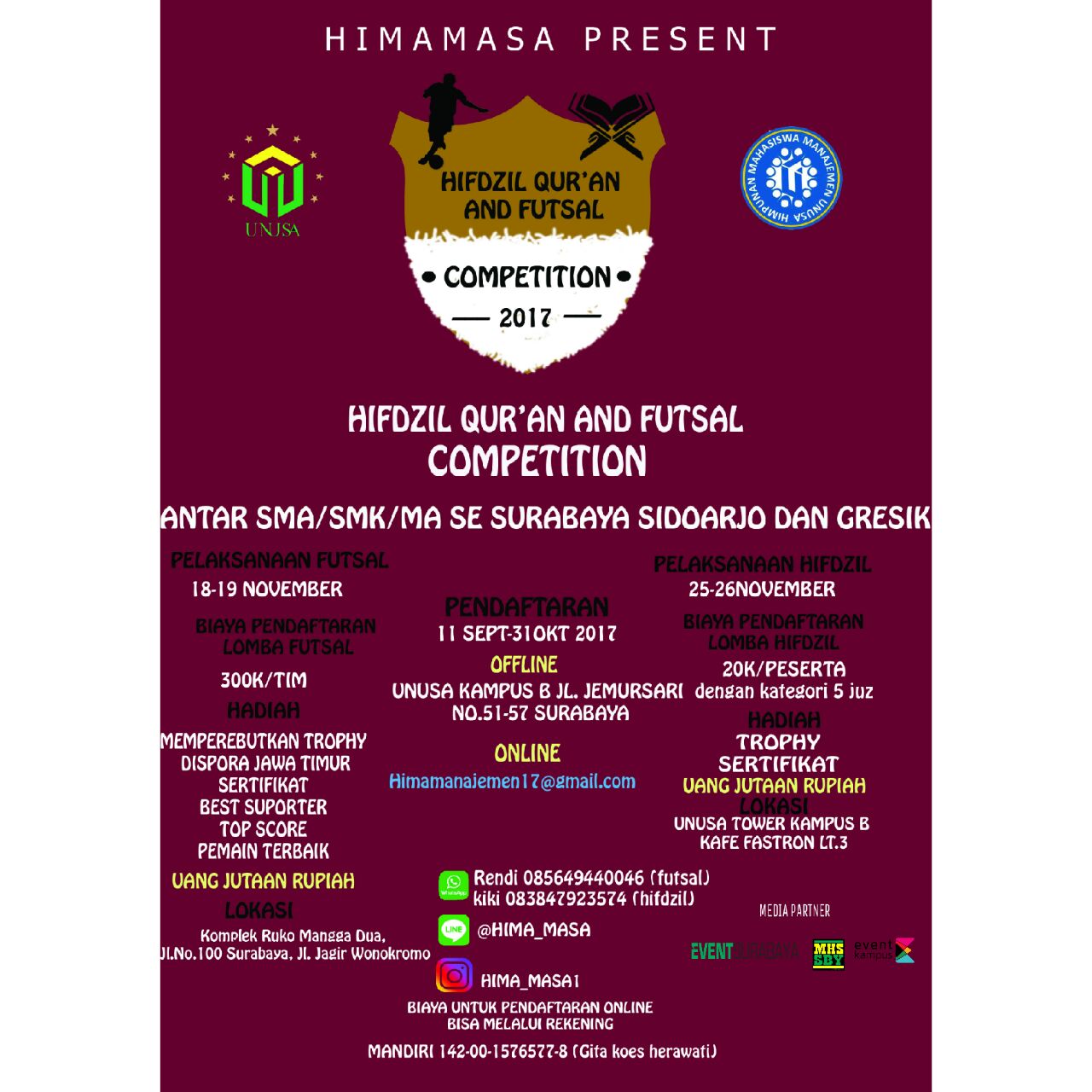 Poster Hifsal Competition ( Hifdzil Quran 5 juz dan Futsal Competition)