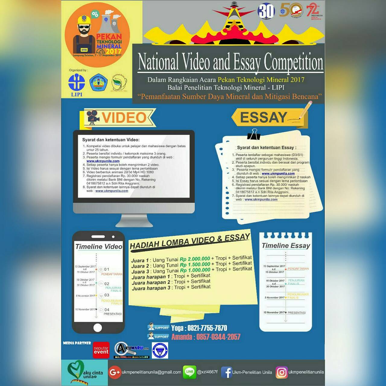 Poster National Video and Essay Competition UKM Penelitian 2017