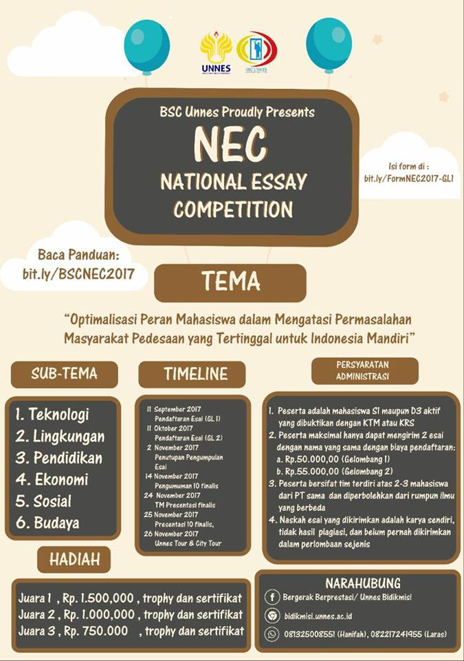 Poster National Essay Competition Universitas Negeri Semarang