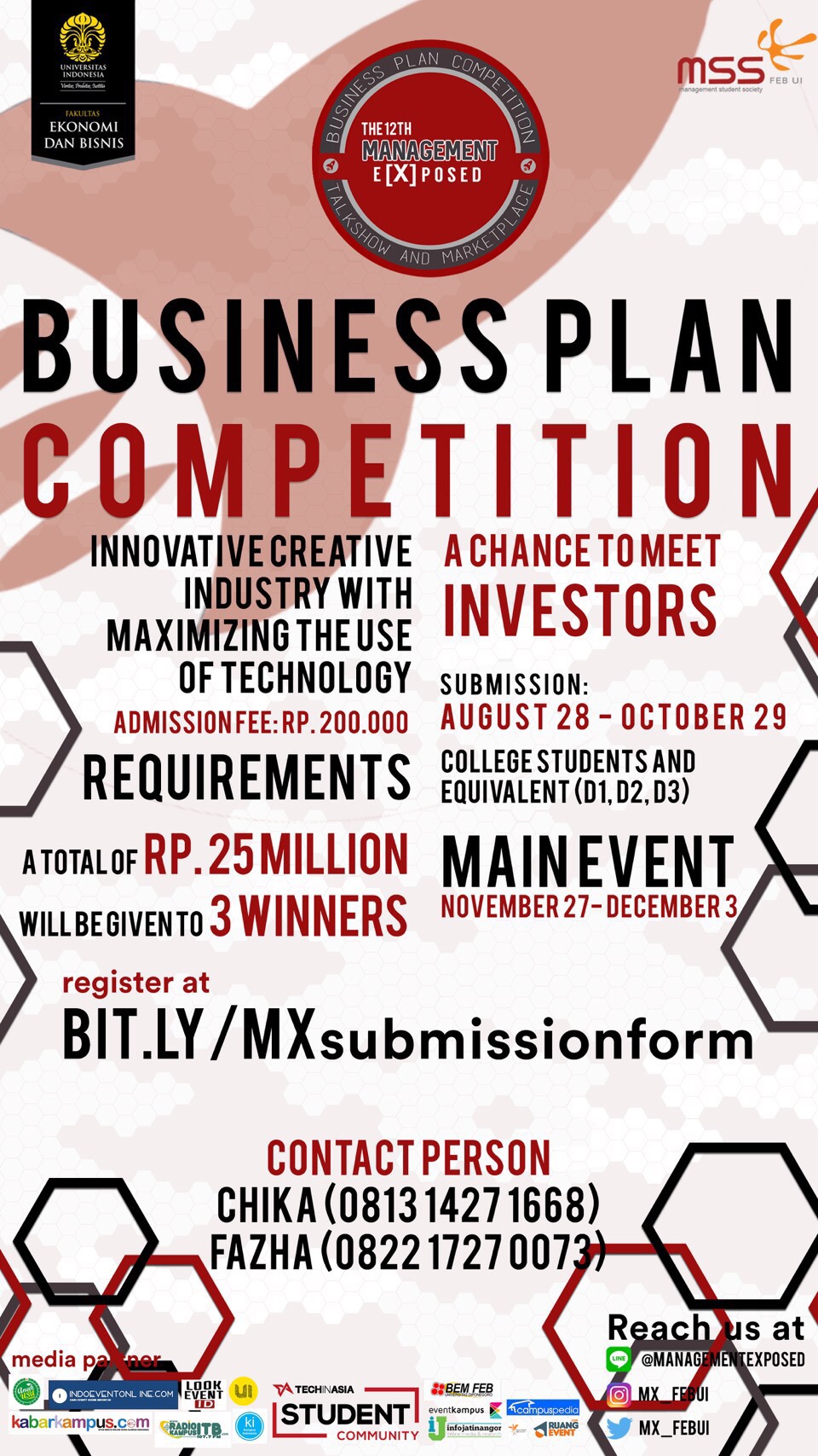 Poster Business Plan Competition The 12th Management e[X]posed FEB UI