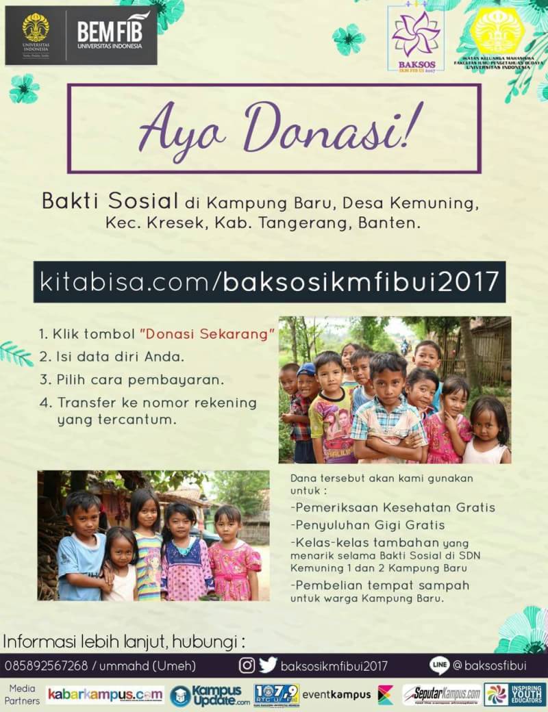 Poster Donasi Bakti Sosial IKM FIB UI 2017