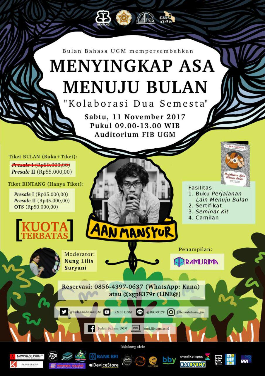 Poster Seminar Bulan Bahasa UGM Menyingkap Asa Menuju Bulan "Kolaborasi Dua Semesta"