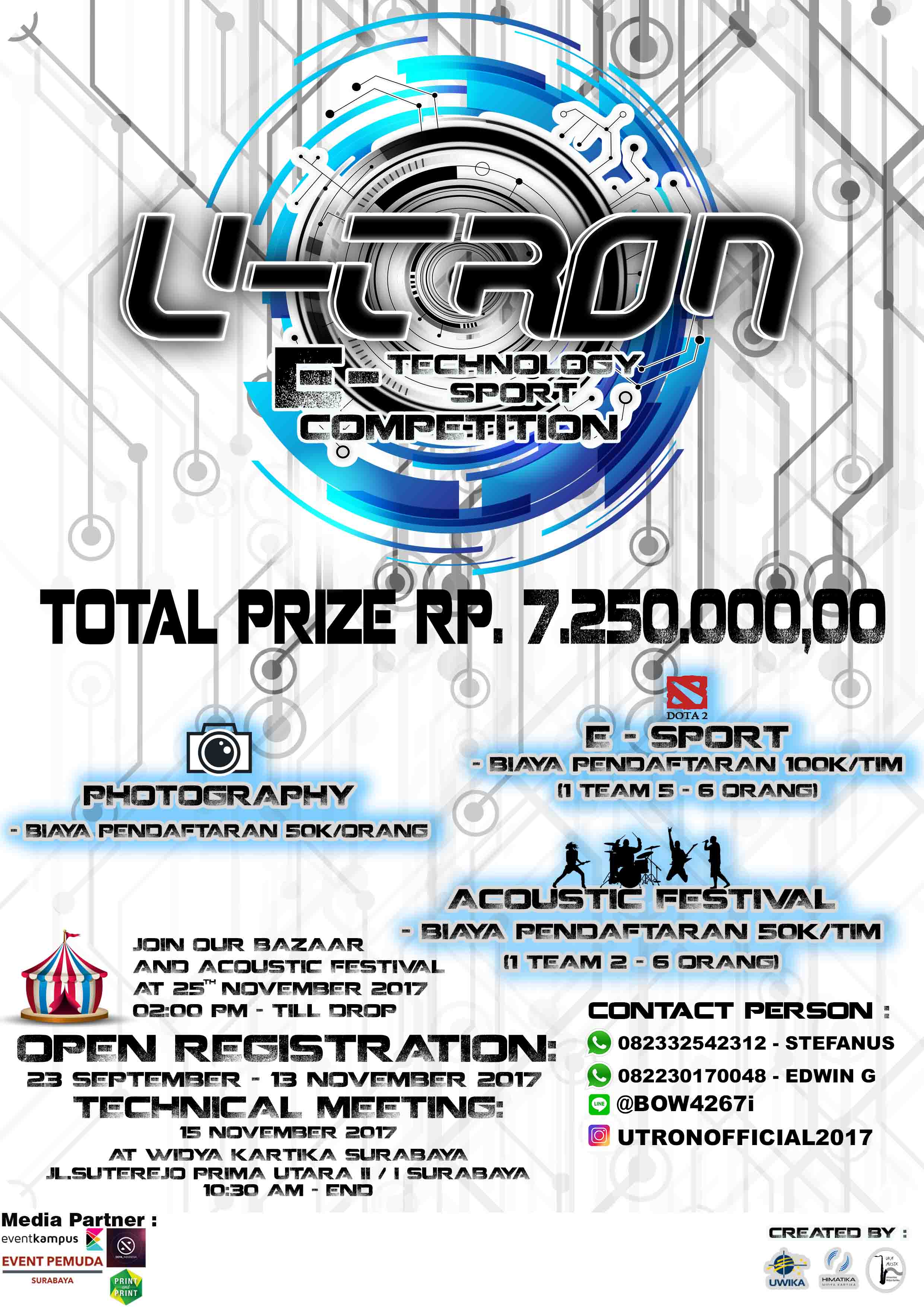 Poster U-Tron by Himatika dan UKM Musik Universitas Widya Kartika