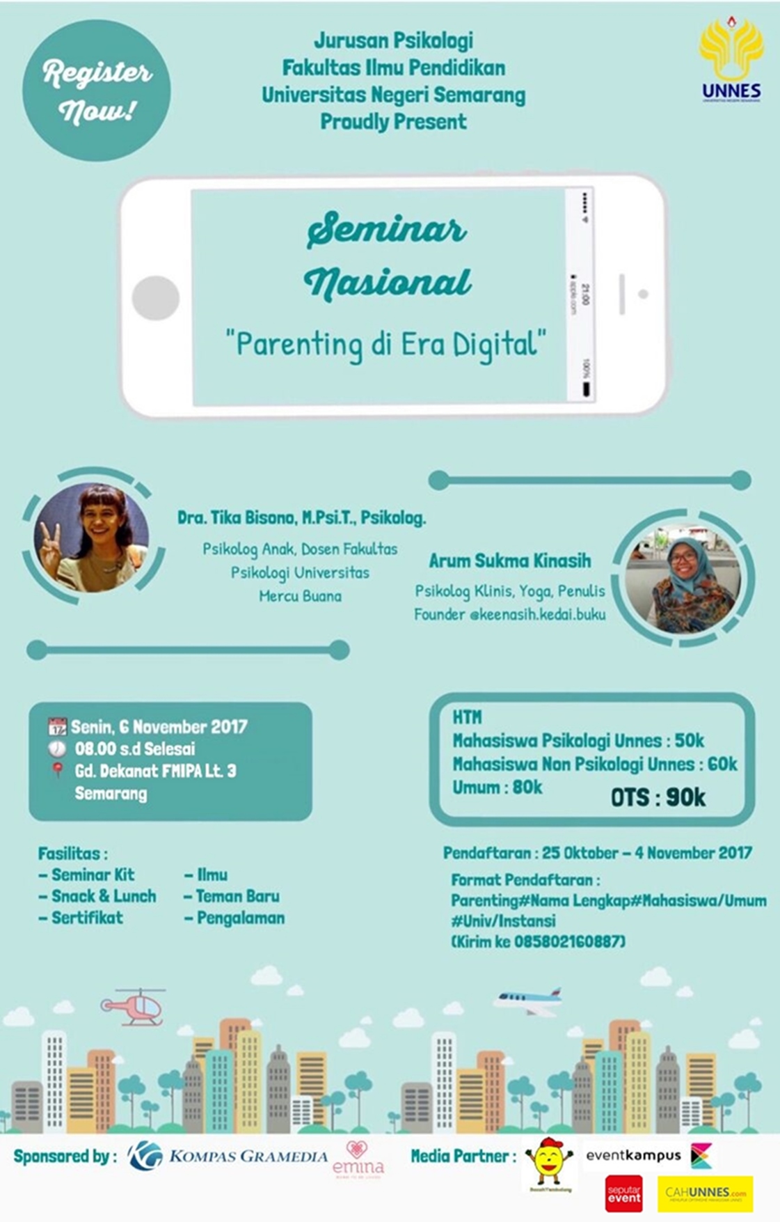 Poster Seminar Nasional Jurusan Psikologi ''Parenting Di Era Digital'' Universitas Negeri Semarang