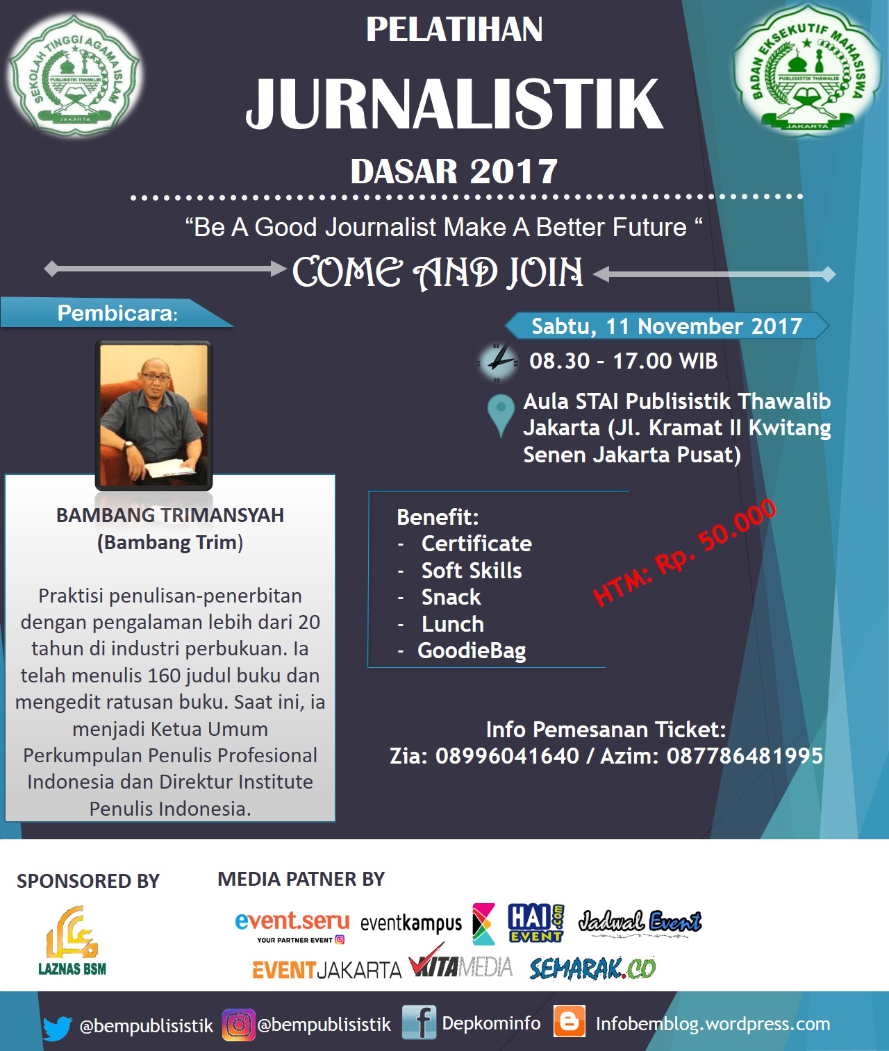 Poster Pelatihan Jurnalistik Dasar 2017
