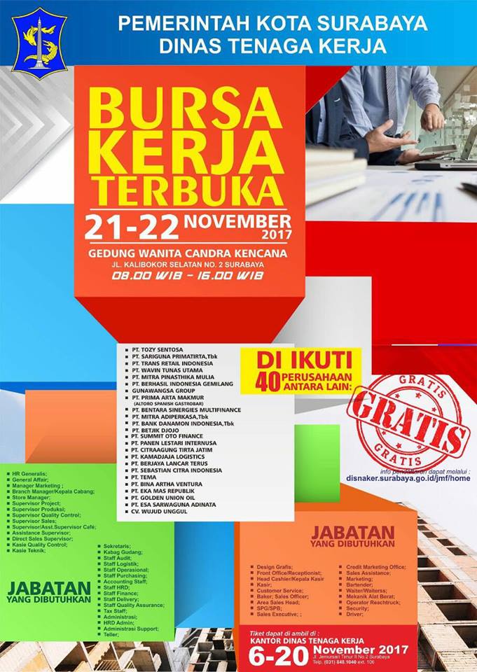 Poster Job Fair Disnaker Surabaya 2017