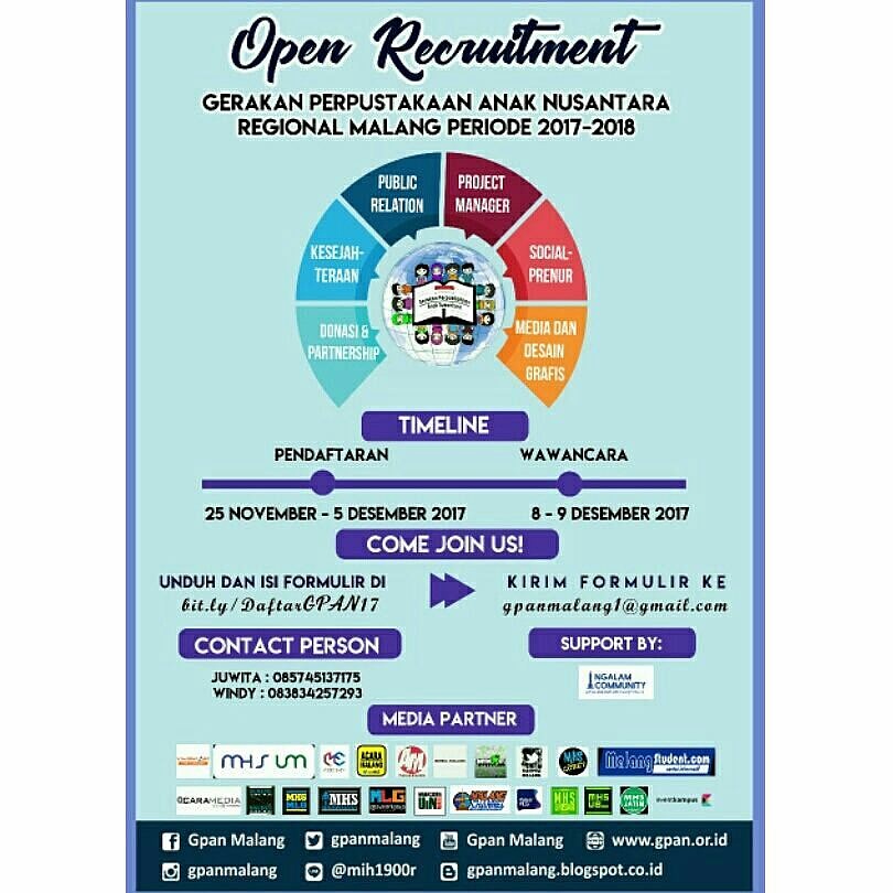 Poster Open Recruitment Pengurus GPAN Malang 2017-2018