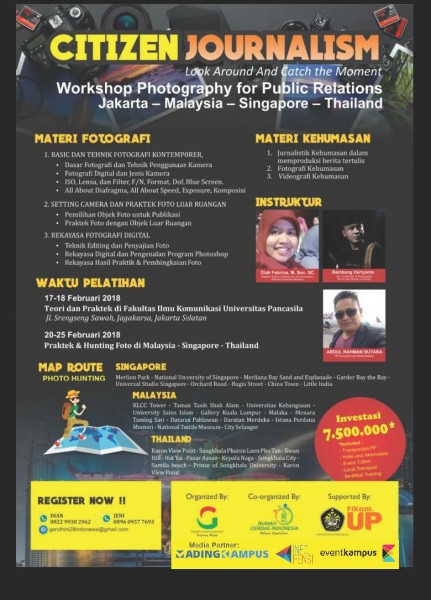Citizen Journalism "Workshop Photography for Public Relations" (Jakarta-Malaysia-Singapore-Thailand)