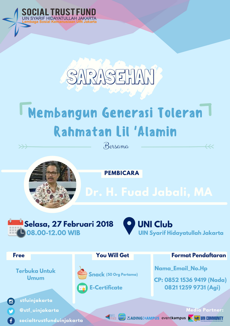 Poster DISKUSI BULANAN : MEMBANGUN GENERASI TOLERAN RAHMATAN LIL 'ALAMAIN