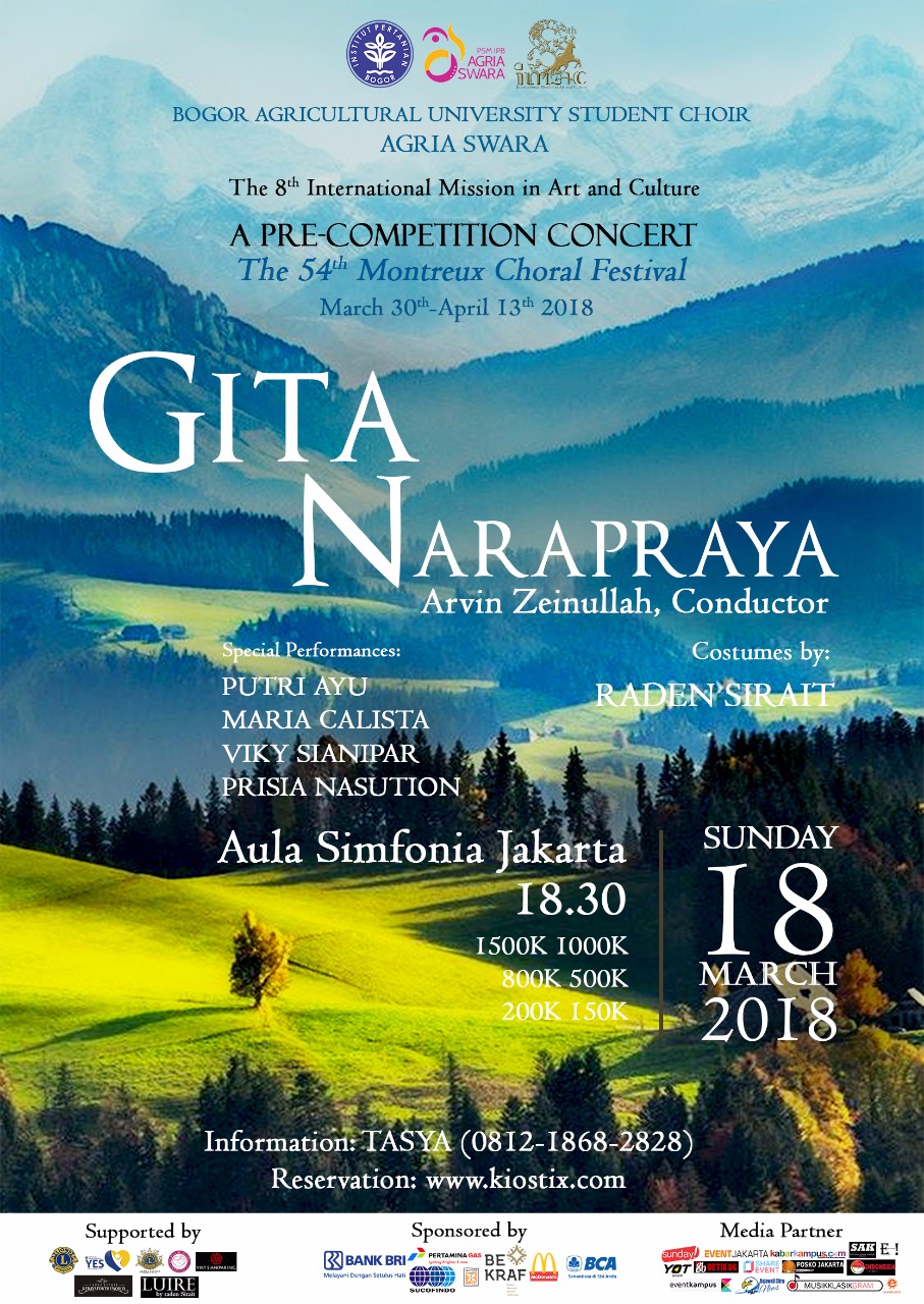 Poster "Gita Narapraya: Pre-Competition Concert"  The 54th Montreux Choral Festival