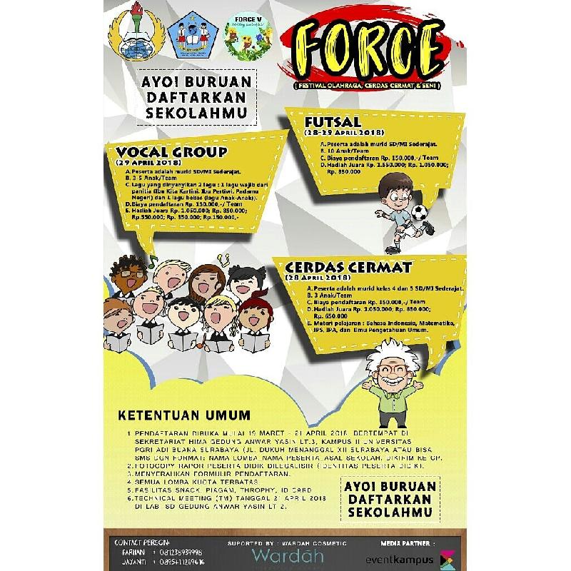 pendaftaran hima formulir CERDAS FESTIVAL CERMAT, DAN FORCE OLAHRAGA, SENI (