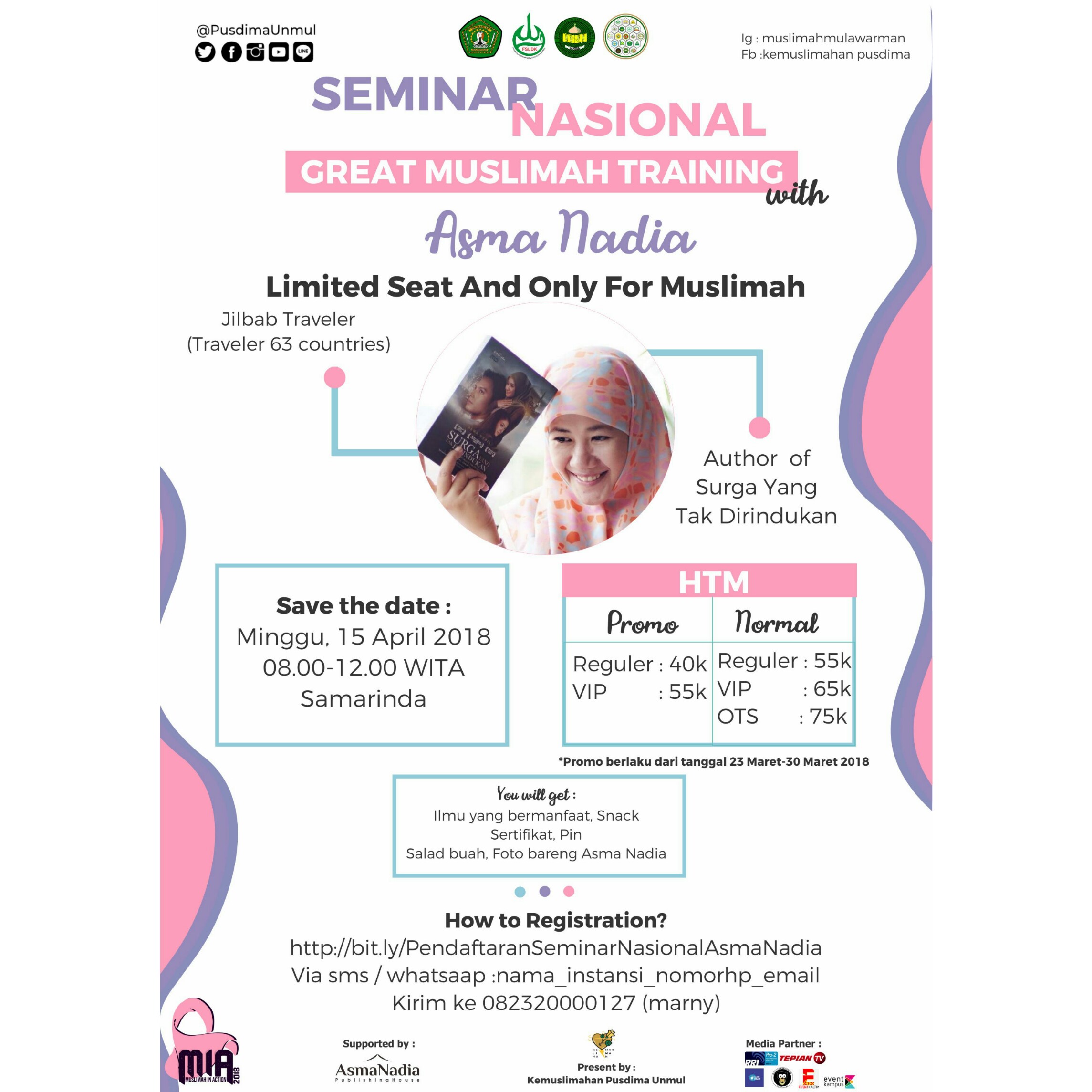 Poster Seminar Nasional Great Muslimah Training Asmanadia