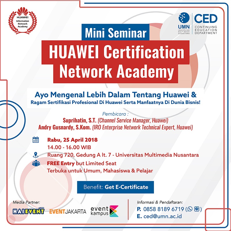 Poster Mini Seminar Huawei Certification Network Academy