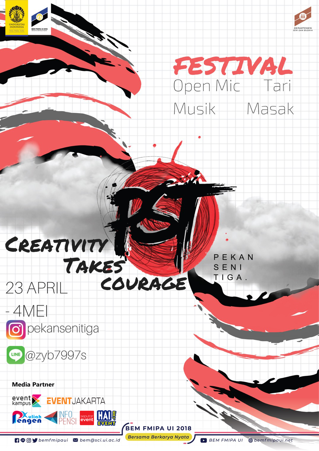 Poster Pekan Seni Tiga 2018 Universitas Indonesia