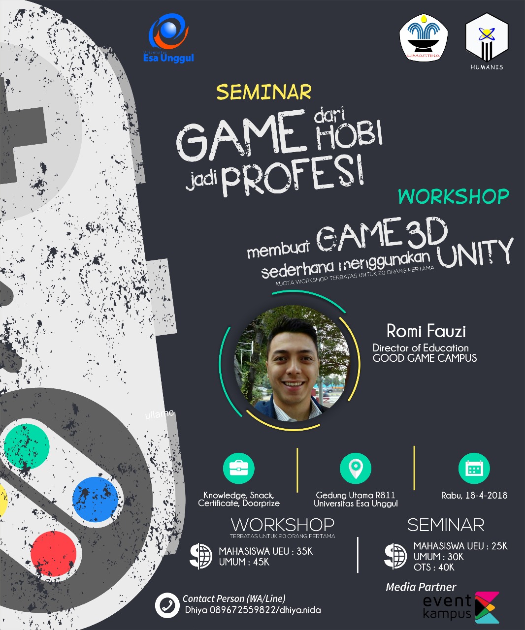 Poster Seminar dan Workshop [Game dari Hobi jadi Profesi]