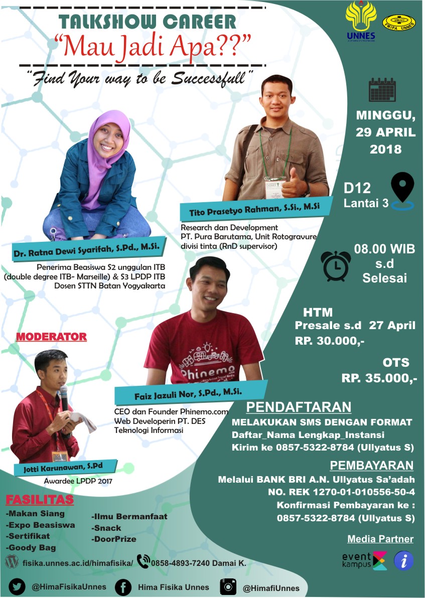 Poster Talkshow carier "mau jadi apa?"