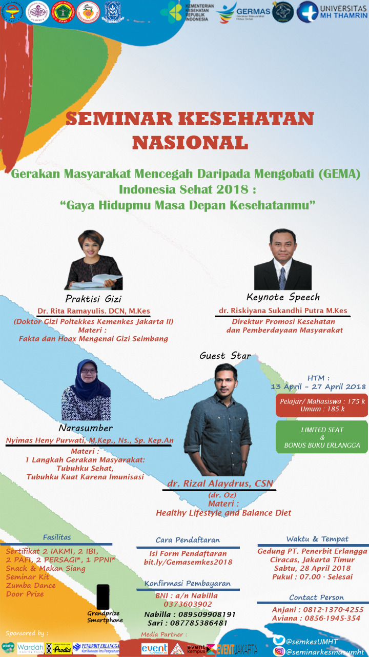 Poster Gerakan Masyarakat Mencegah daripada Mengobati (GEMA) Indonesia Sehat 2018: Gaya Hidupmu Masa Depan 