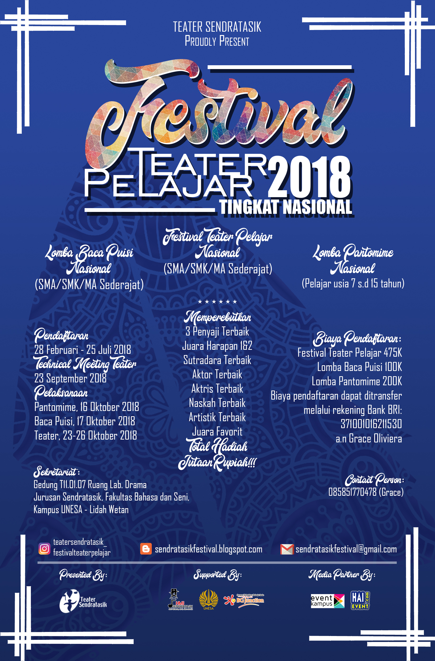 Poster Festival Teater Pelajar 2018 tingkat Nasional