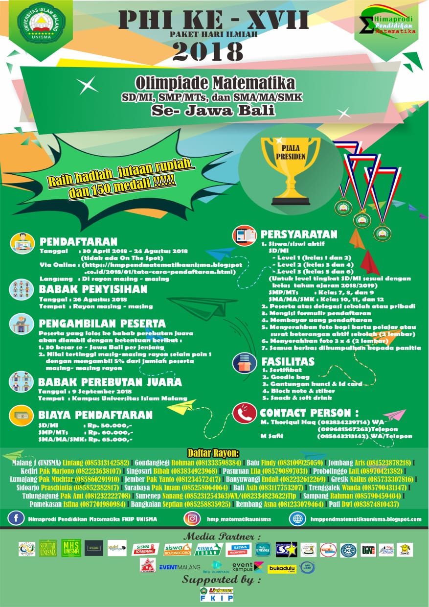 Poster PHI ke XVII (paket hari ilmiah) OLIMPIADE MATEMATIKA se Jawa Bali