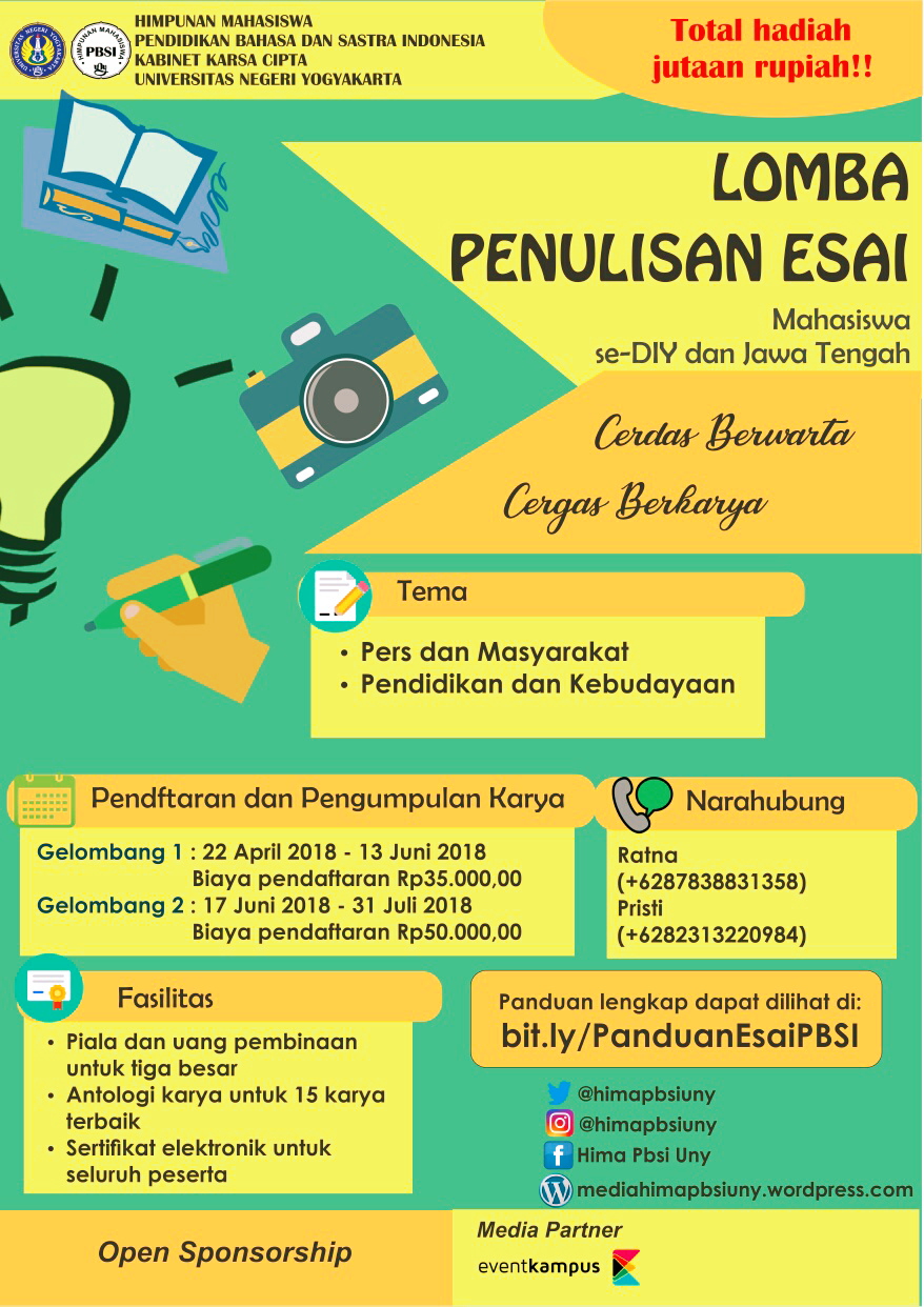 Poster Lomba Penulisan Esai Mahasiswa DIY dan Jawa Tengah