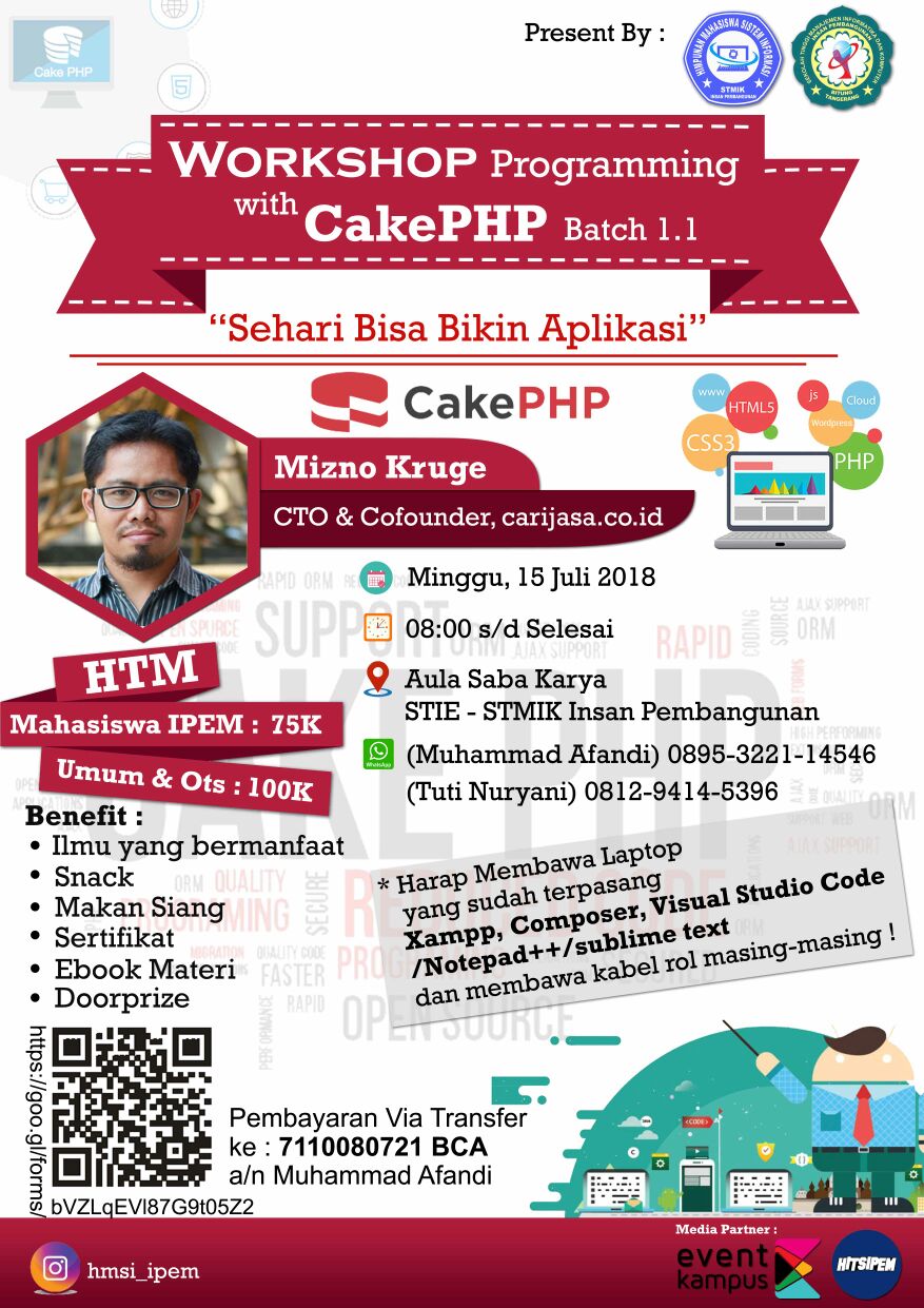 Poster WORKSHOP PROGRAMING WITH CAKEPHP 