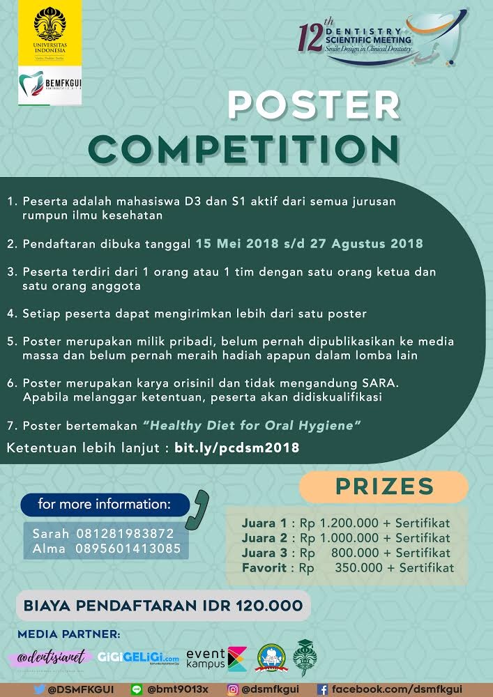 Poster 12th DENTISTRY SCIENTIFIC MEETING UNIVERSITAS INDONESIA - POSTER COMPETITION