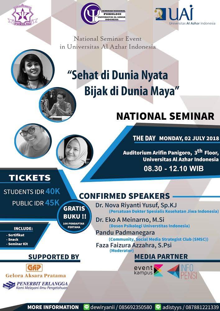 Poster Seminar Nasional "SEHAT DI DUNIA NYATA BIJAK DI DUNIA MAYA"