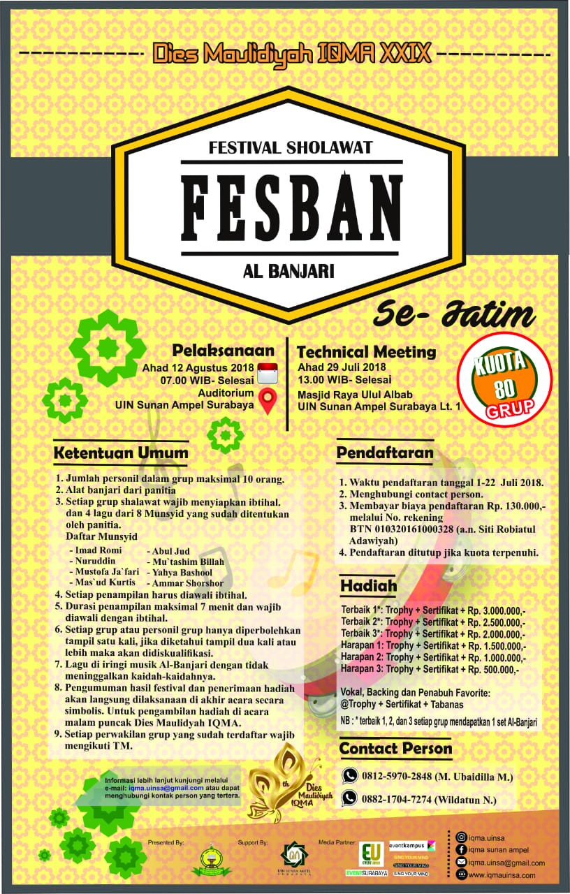 Poster Festival Sholawat Al-Banjari (FESBAN) se-Jawa Timur