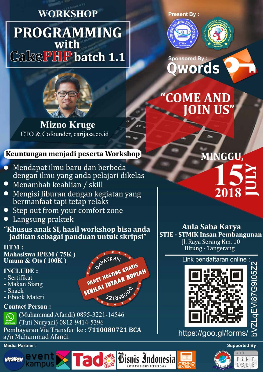 Poster WORKSHOP PROGRAMING WITH CAKEPHP 