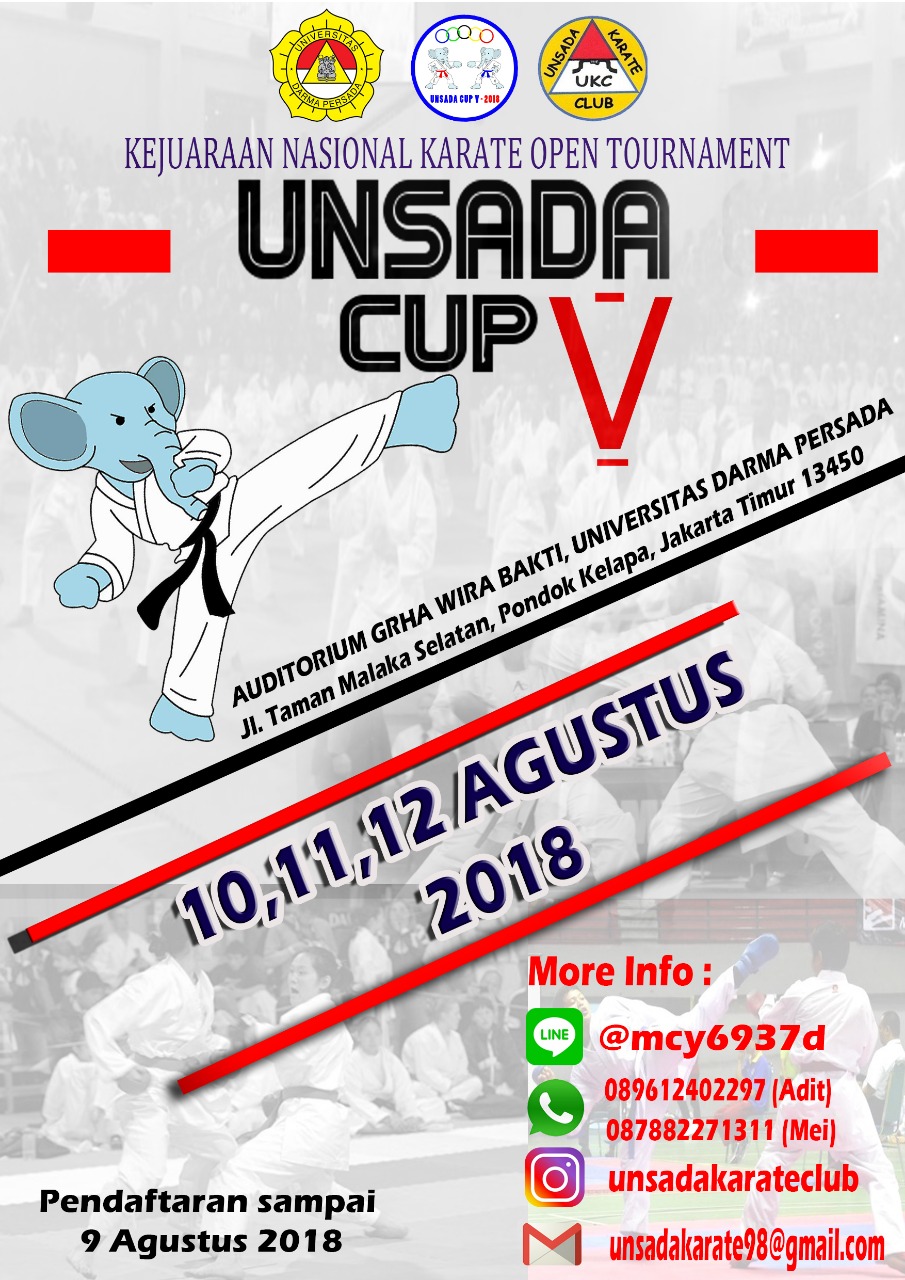 Poster Kejuaraan nasional karate open tournament unsada cup v