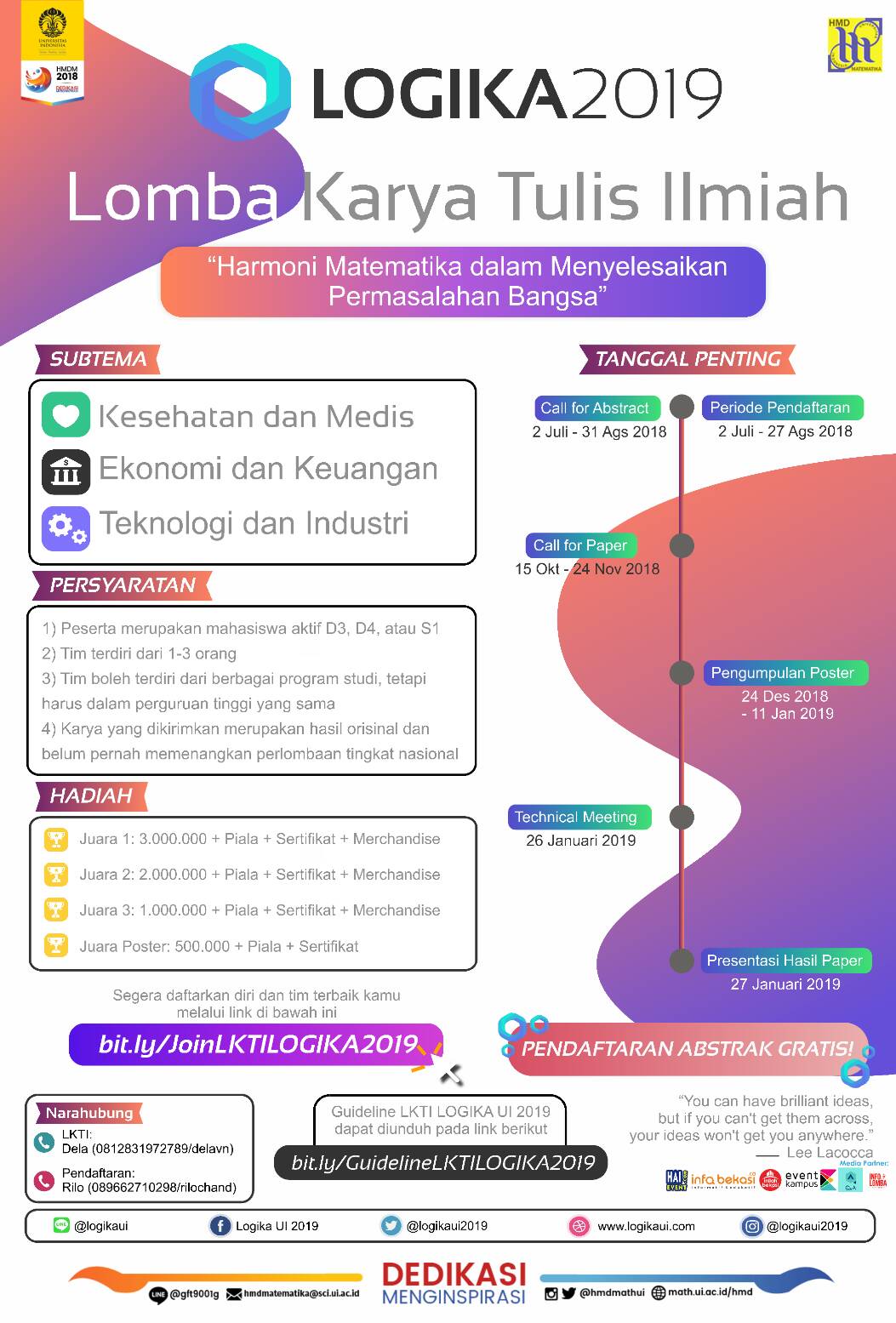 Poster LKTI Nasional LOGIKA UI 2019