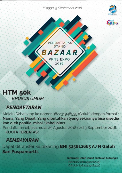 Pendaftaran Stand Bazar PPNS EXPO 2018