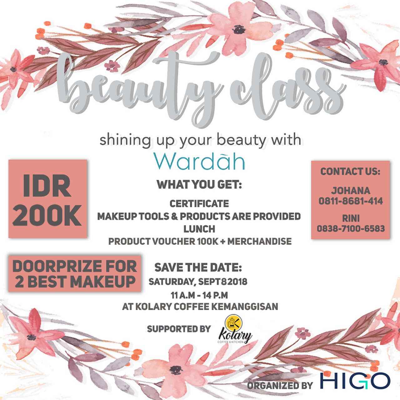 Poster Beauty Class with WARDAH x Kolary Coffee