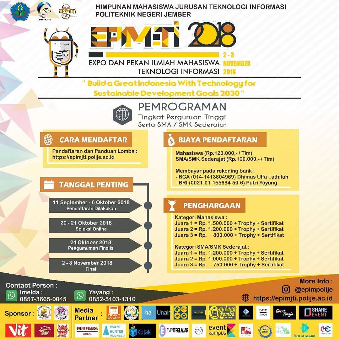 Poster EPIM (Expo dan Pekan ilmiah mahasiswa Nasional) 2018