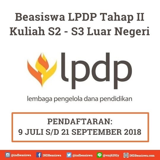 Poster Pendaftaran Beasiswa LPDP Tahap II Kuliah S2 â€“ S3 di Luar Negeri